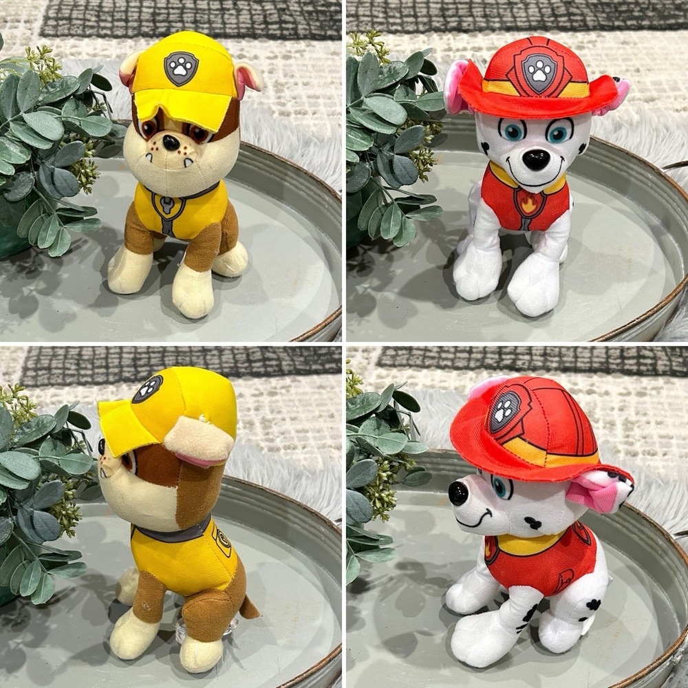 Nickelodeon Paw Patrol Marshall & Rubble Puppy Dog Plush 8" Stuffed Plush Bundle